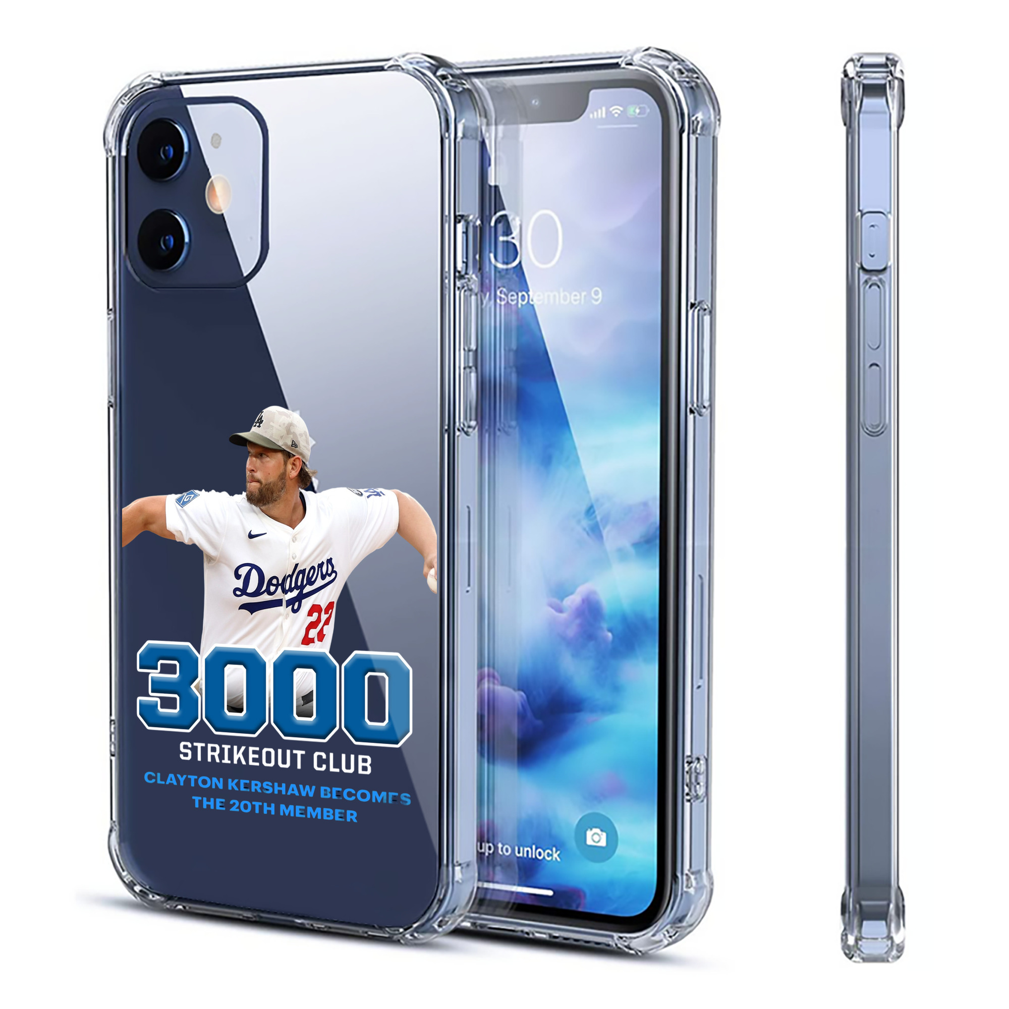 Clayton Kershaw 7 Clear IPhone 12 Case – Soft TPU With UV Print – Enhanced Drop Protection, Precise Fit, Anti-Fingerprint, Customizable Design, Scratch-Resistant, Yellow-Resistant